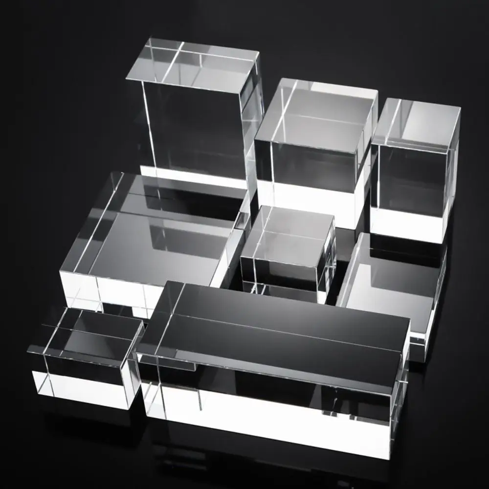 

Solid Jewelry Display Riser Stands K9 Crystal Polished Acrylic Cube Display Stand Block Thickness Reusable