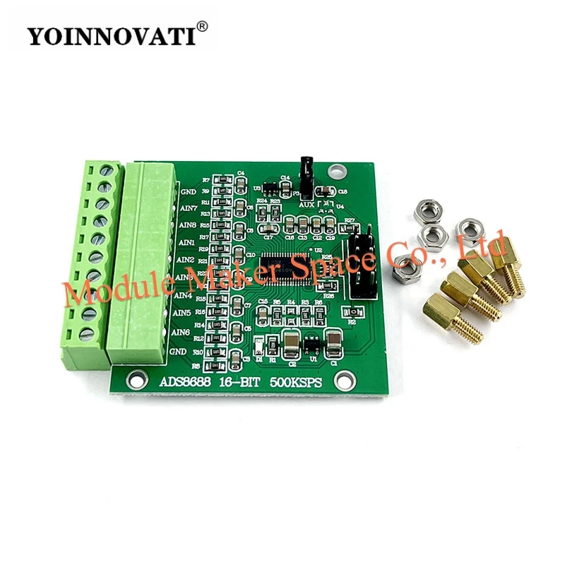 ADS8688 8-Channel 16-Bit ADC Module, 500kSPS Data Acquisition DAQ Board Unipolar/Bipolar Input, SAR Type Data Acquisition Module
