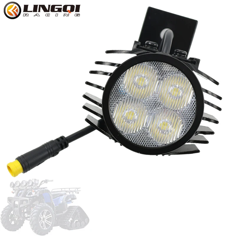 LINGQI Go Kart Headlight With Horn Electric Bicycle Front Warning Light 4 Lights For Scooter Vehicle Karting Ebike Waterproof