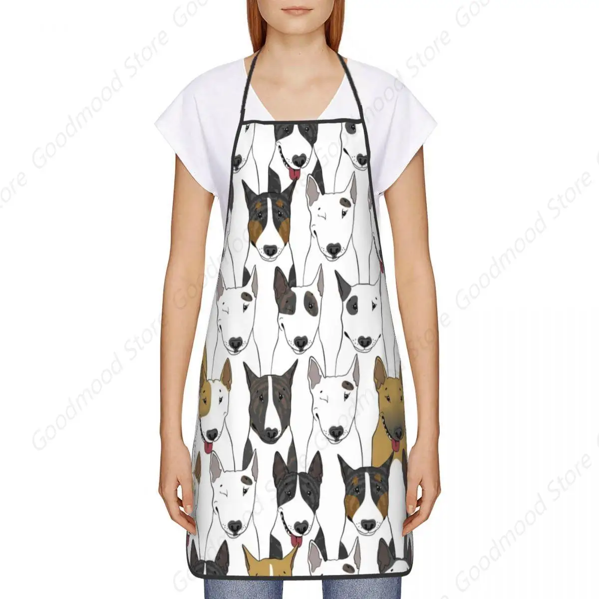 Funny Bull Terriers Pattern Aprons for Men Women Unisex Adult Chef Kitchen Cooking Pet Dogs Tablier Cuisine Painting