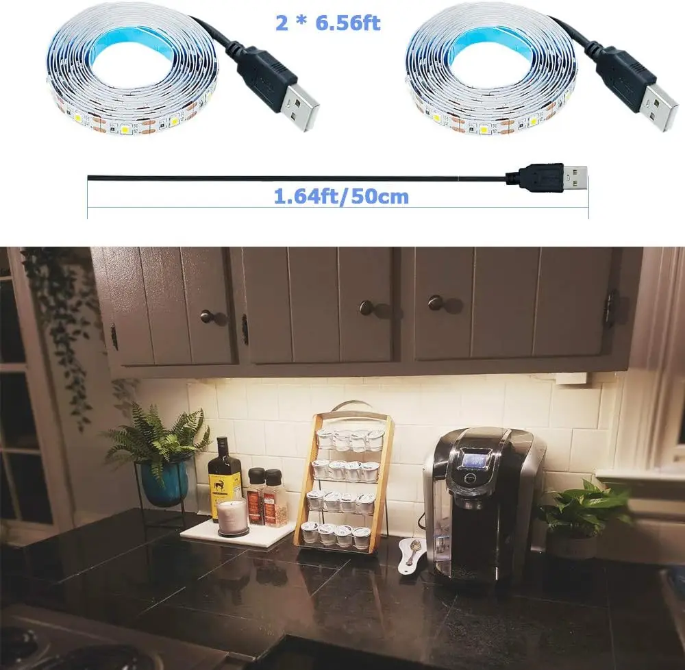 DC 5V USB LED Strip 2835 Putih Hangat Led Strip Cahaya TV Latar Belakang Pencahayaan Pita Dekorasi Rumah Lampu 1M 2M 3M 4M 5M Le