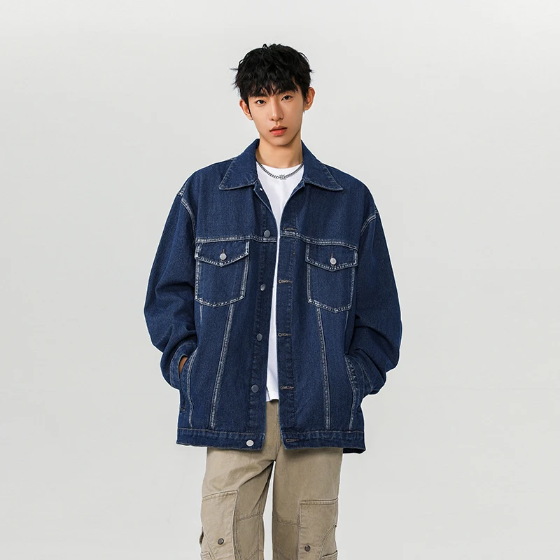 

Мужская новая уличная высококачественная повседневная модная куртка с принтом, удобная и универсальная повседневная джинсовая куртка с красивым воротником