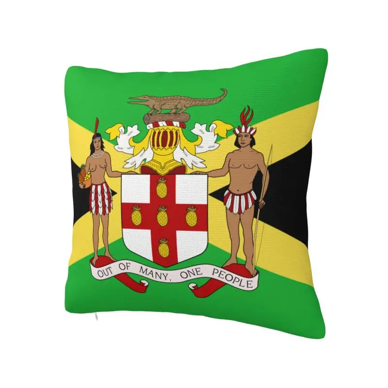 Coat Of Arms Of Jamaica Throw Pillow Case 40*40cm for Sofa Jamaican Flag Cushion Cover Square Polyester Pillowcase