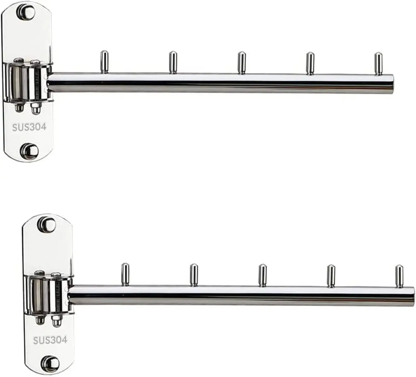 

Набор из 2 складных настенных вешалок для одежды из нержавеющей стали с поворотным кронштейном для ванной, спальни, прачечной