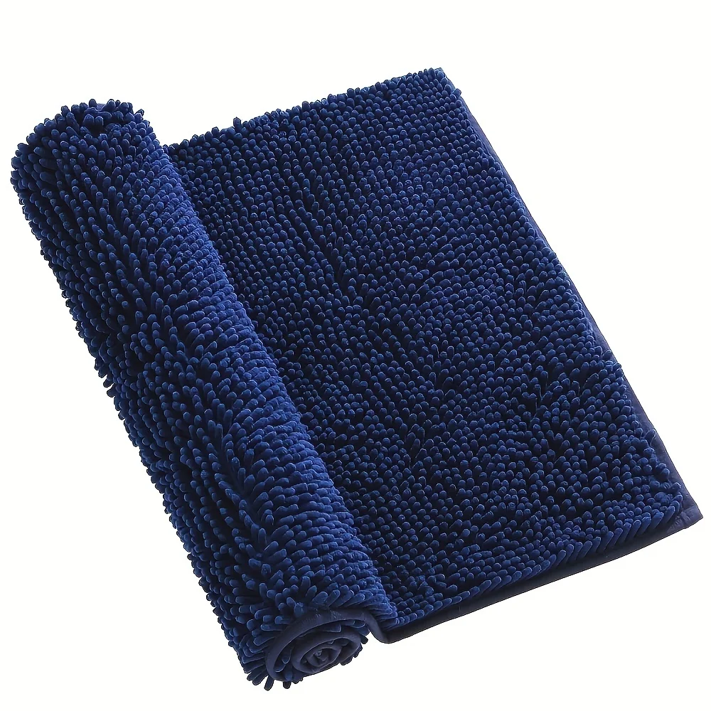 Polymères de bain en chenille bleue, super absorbants et anti-ald-luxueux, doux, durable, lavable en machine, parfait pour HO&, 1PC