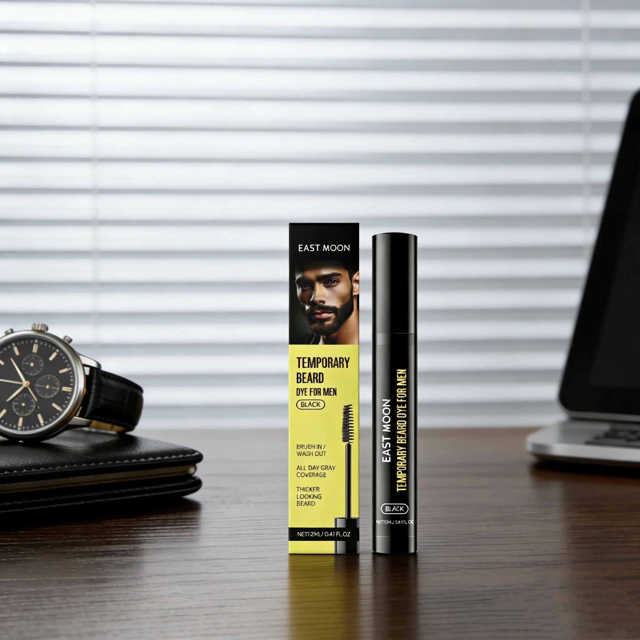 East Moon Natural Black Beard Dye for Men Male Moustache Filler Waterproof Shaping Portable Pernmanent Coloring Beard Dyeing Pen
