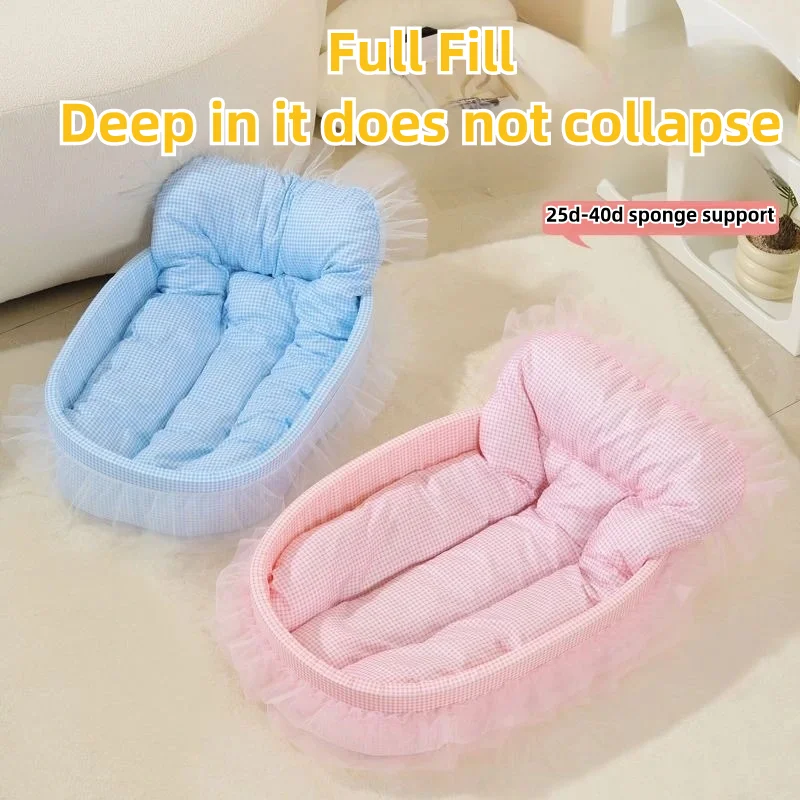 Cute Princess Cat Dog Bed With Pillow Princess Nest Detachable Pet Sofa Dog Beds Supplies for Small Medium Cat Dog