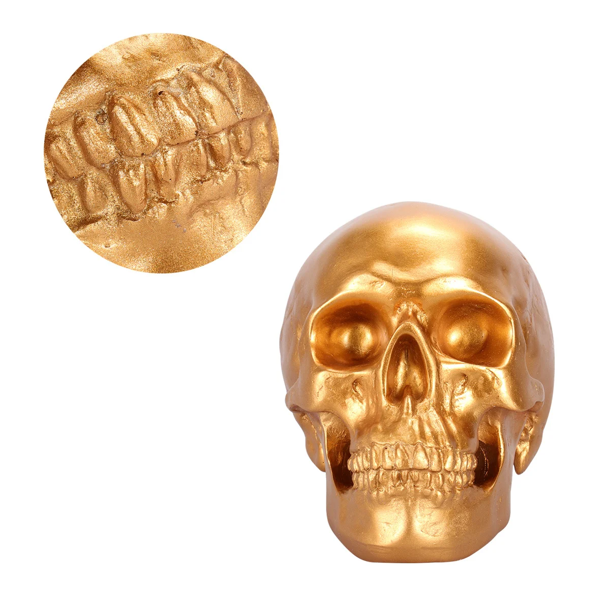 

Golden Resin Skull Head Piggy Bank Halloween Decor for Home Office Tabletop Spooky Storage Ornament Scary Piggy Bank