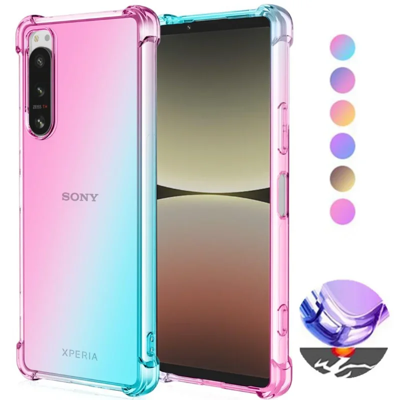 Shockproof Gradient Airbag TPU Case for Sony Xperia 10 1 5 V IV III II Protective Cover Fundas Coque Capa