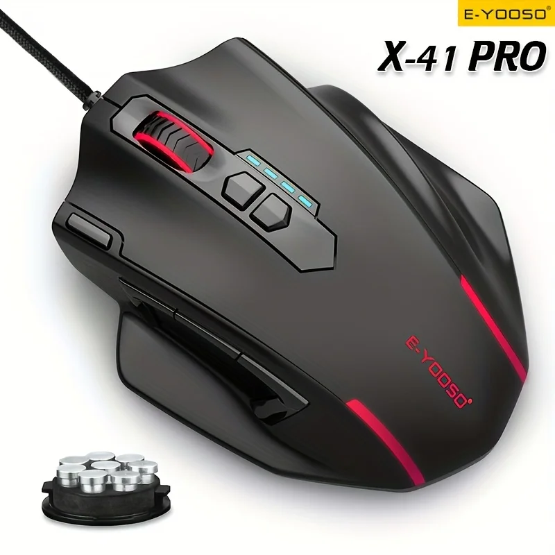1pc E-YOOSO Wired Gaming Mouse with RGB Lighting, Macro Editing, Side Keys Ergonomic Compatible  Windows 7,  Office Use, Gaming