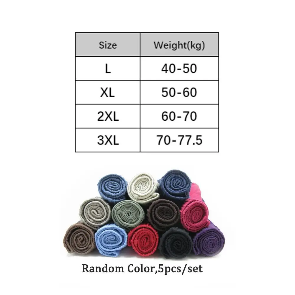 5PCS Breathable Loose Cotton Boxer Briefs Mid Waist Panties Underwear for Men Simple Lingerie Shorts Underpants Daily