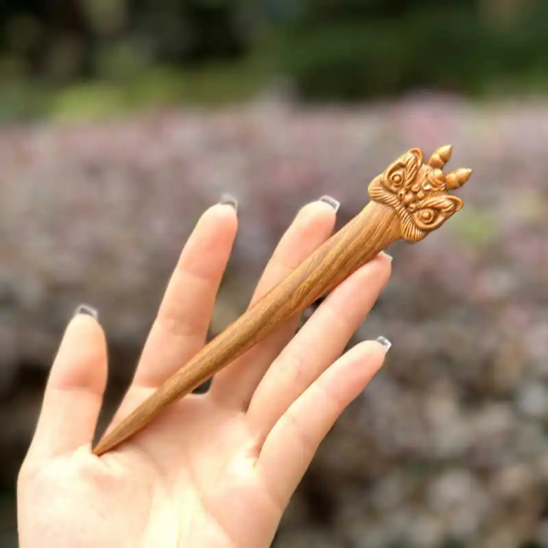 

Cute Green Sandalwood Hairpin Short Hairpin Antique Myth Wooden Hairpin Women's Hair Pull Headwear Mini Tiaras Accesorios