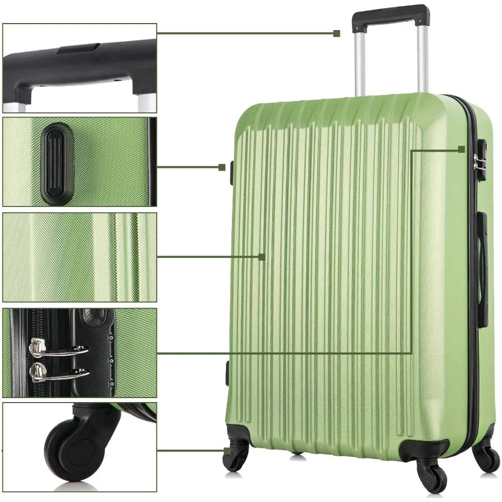 4-delige reisbagagesets, lichtgewicht ABS bagagekoffer, reisset tas 360 graden spinnerwielen, duurzame trolleykoffers