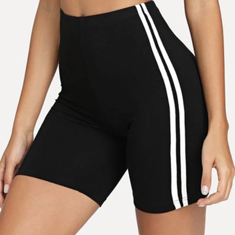 

Contrast Striped Side Cycling Shorts Active Wear Women Skinny Biker Shorts 2024 Summer Fitness Casual Black Shorts pantalones