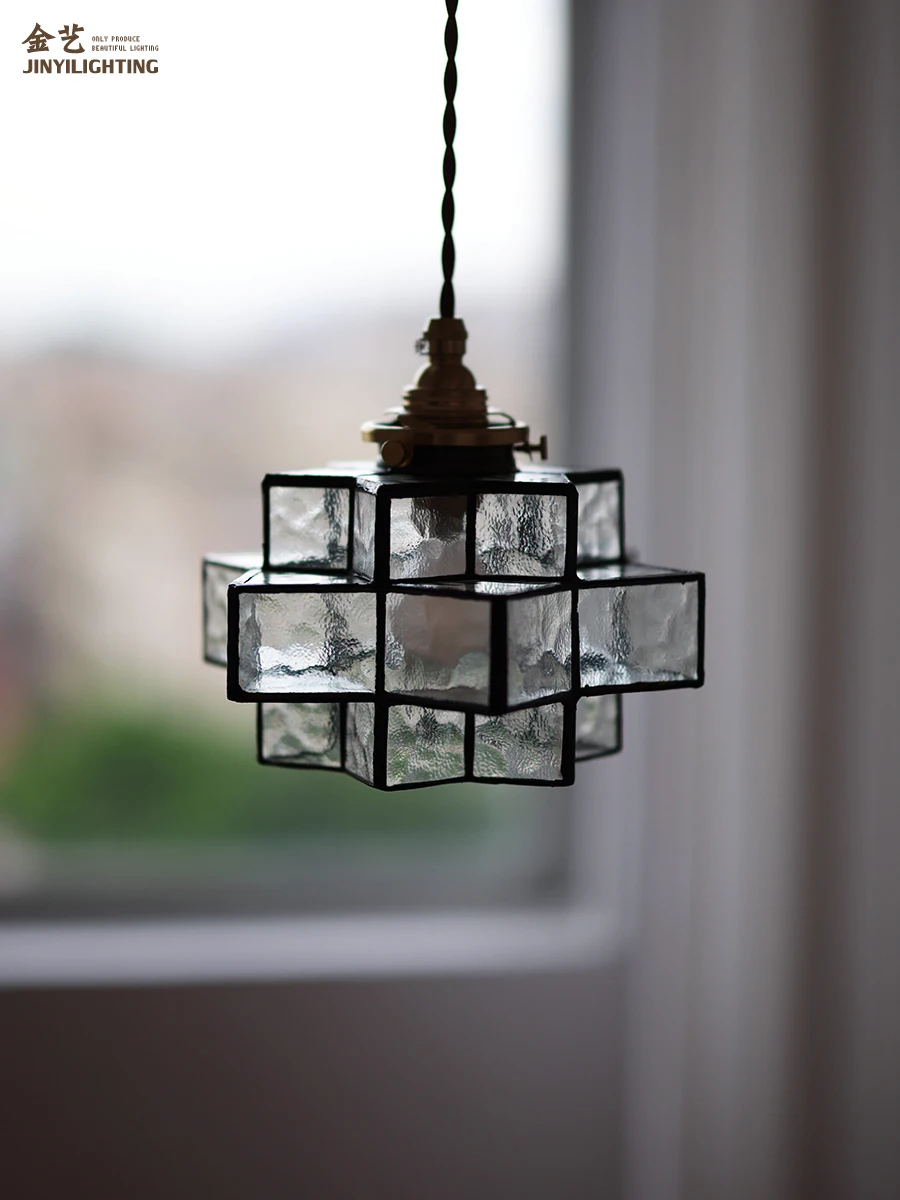 

Japanese style retro handmade pendant light antique entrance hallway coffee shop homestay bedside glass pendant light