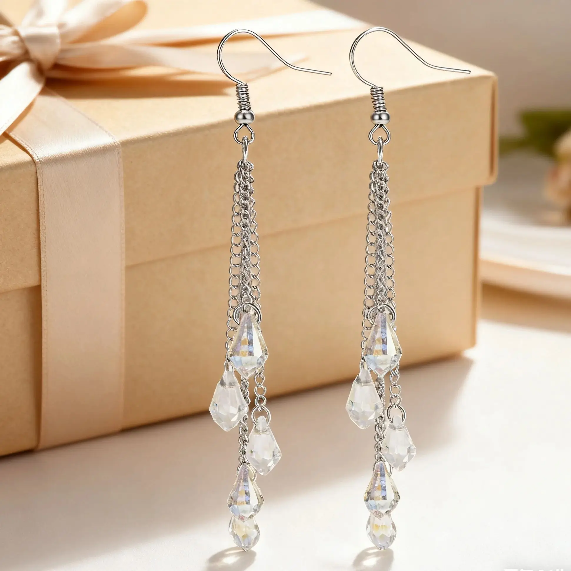 Exquisite bunte Wassertropfen Kristall Quaste Haken Ohrringe für Frauen elegante glänzende baumelnde Metall Ohrringe Party Schmuck Geschenke – Detail 6