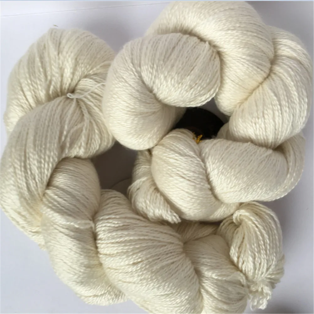 Undyed Silk Merino 2 ply weight hand knitting yarn for sock