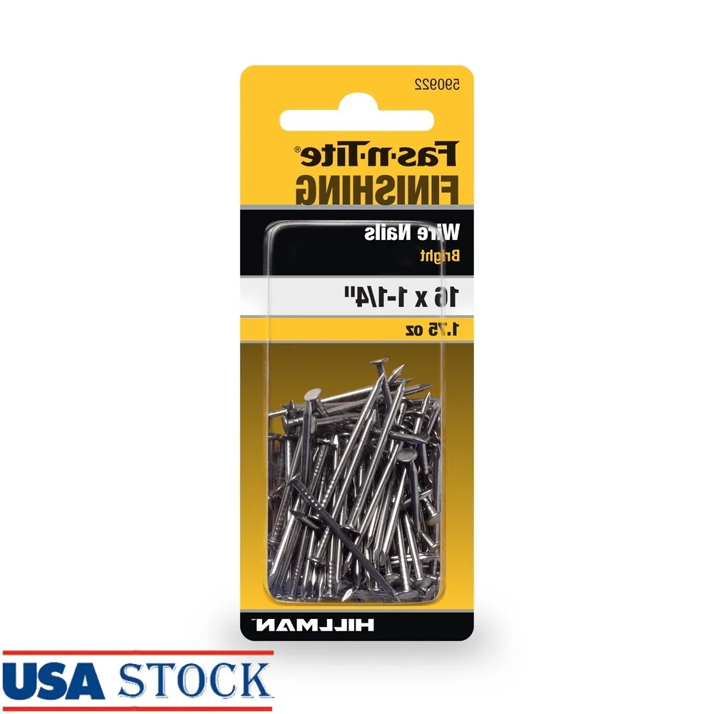 Fast N Tite 1.25x16 Wire Nails Steel Interior Nails Durable Sharp Pointed Design Smooth Finish Light Duty Carpentry Trim