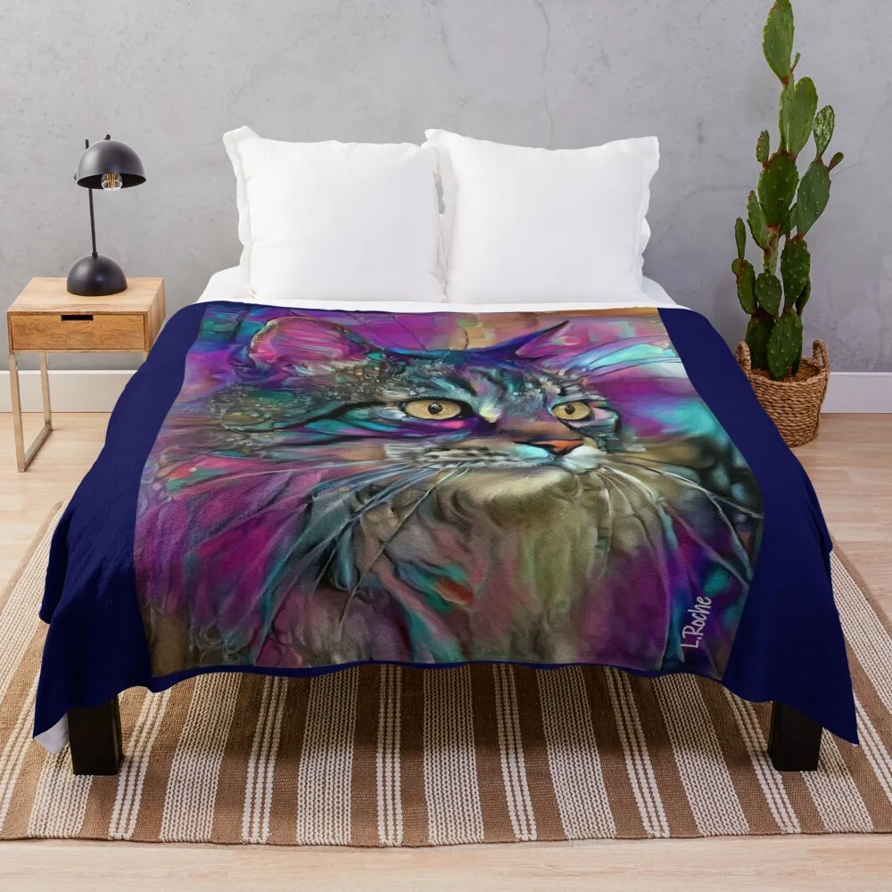 Luigi, cat, kitty, cat, chat, chaton, lea roche paintings Throw Blanket Giant Sofa Blanket Comfort Recieving Blankets