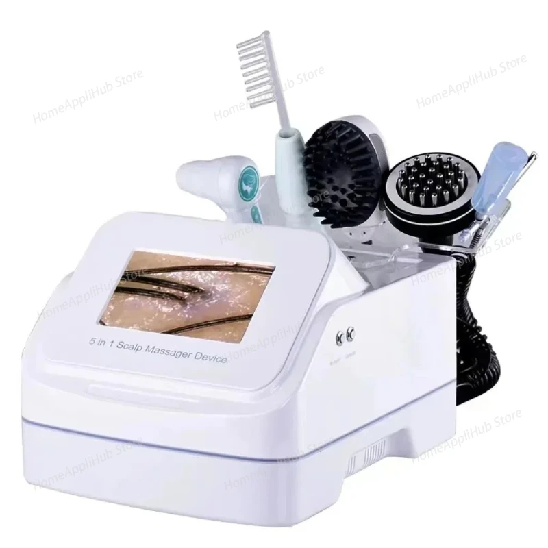 

5 в 1, многофункциональный инструмент для ухода за волосами, кожей головы, анализатор кожи головы, нанометровый спрей, машина для терапии волос, против выпадения волос, парикмахерская