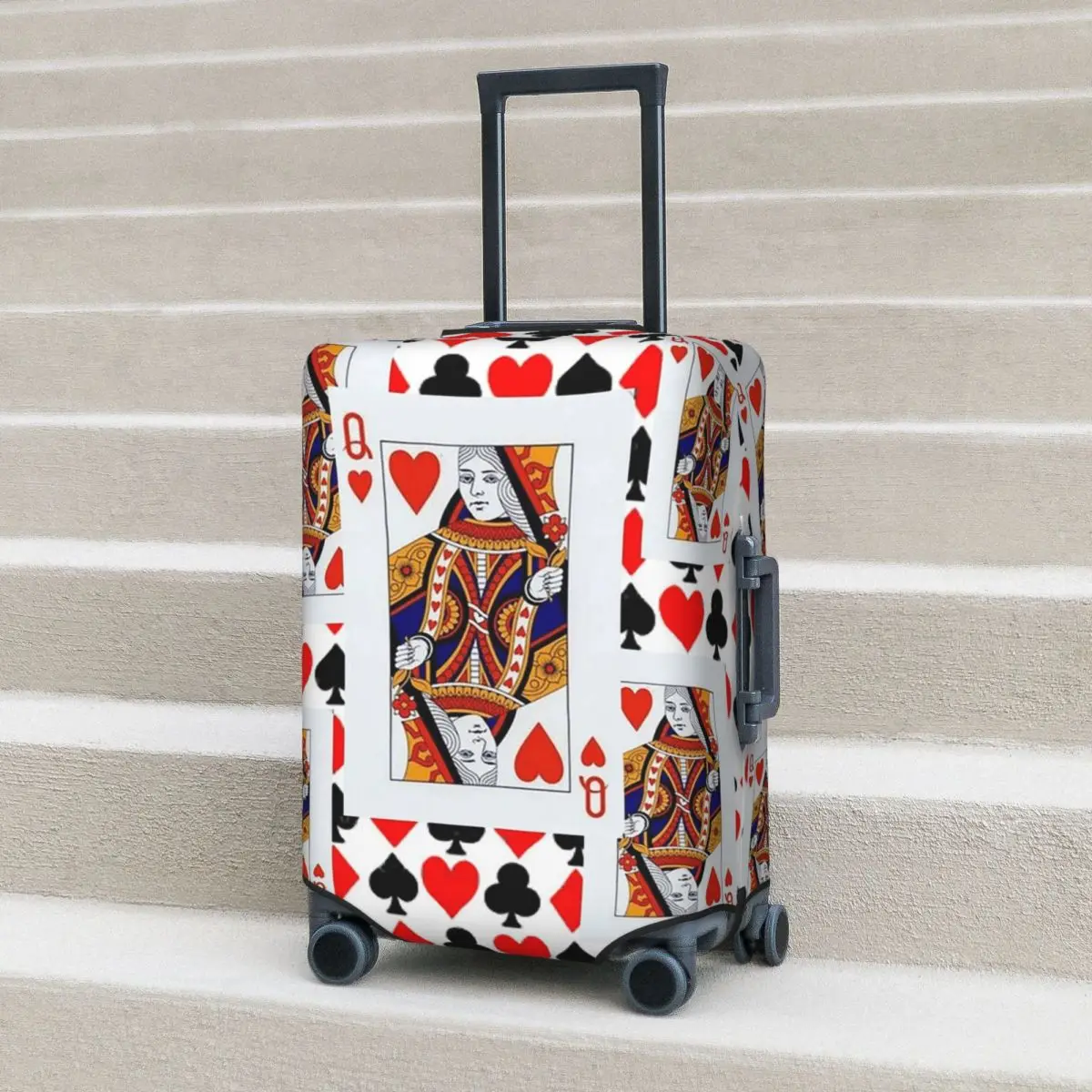 Red Queens Of Hearts Patterns Suitcase Cover Protection Elastic Travel Luggage Protector Covers for 18-32 Inch