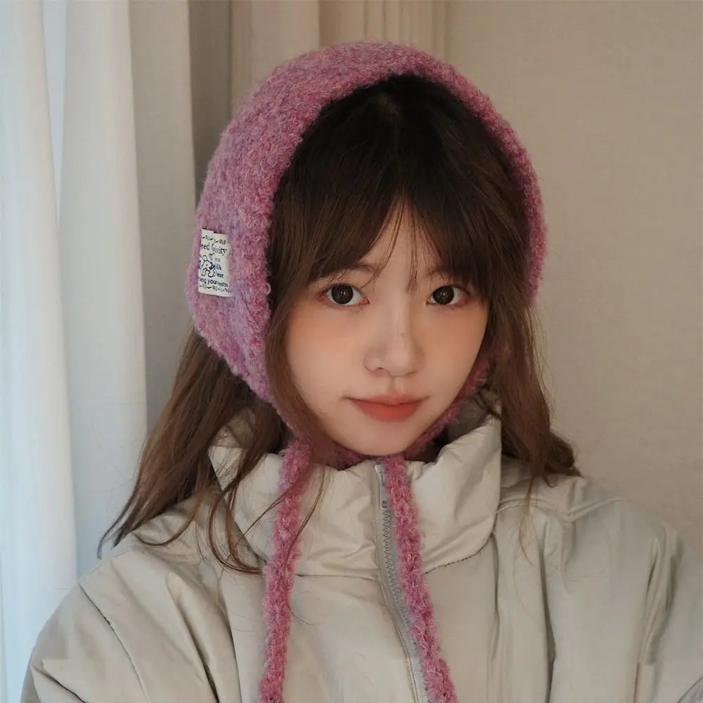 トレンディな韓国スタイルのウールストラップ付きイヤーマフ、無地、防風ニットイヤーカバー、厚手の耳保護、暖かいイヤーマフ、日常使い