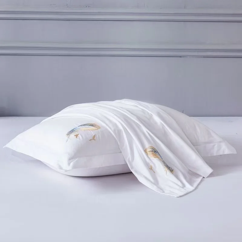 2pcs 100% Cotton Wide Edge Envelope Style Pillowcases 48x74cm Solid Color Quality Bedding  Embroidered Pillow Covers