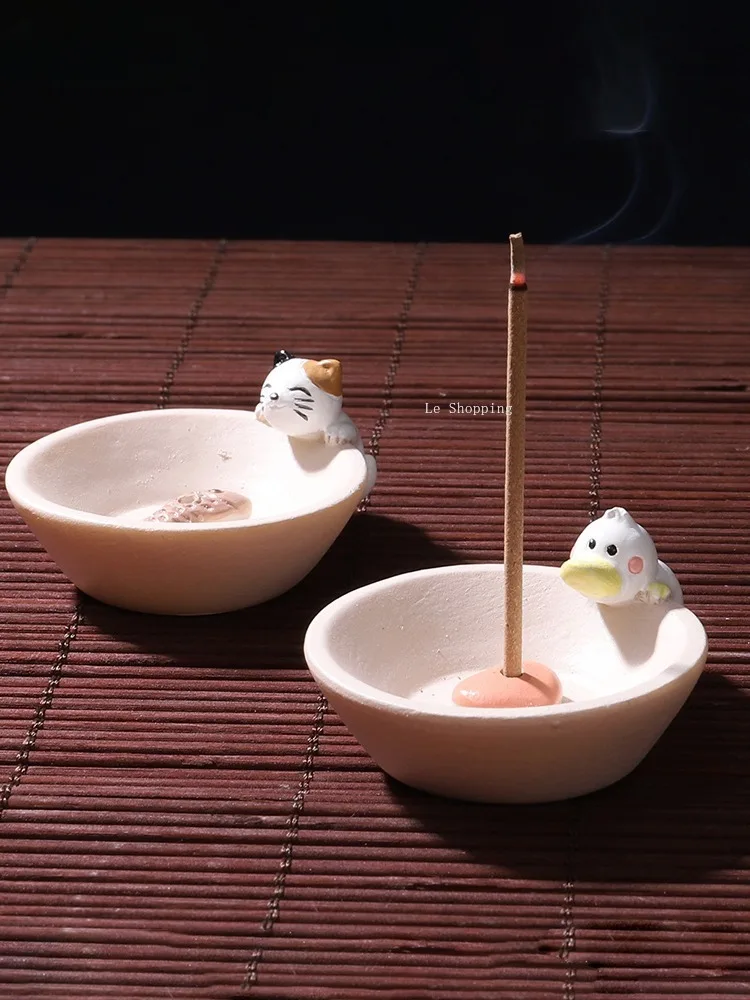 Animal Mini Incense Holder Resin Cute Creative Cartoon Incense Holder Home Indoor Office Decoration Zen Aromatherapy Utensil