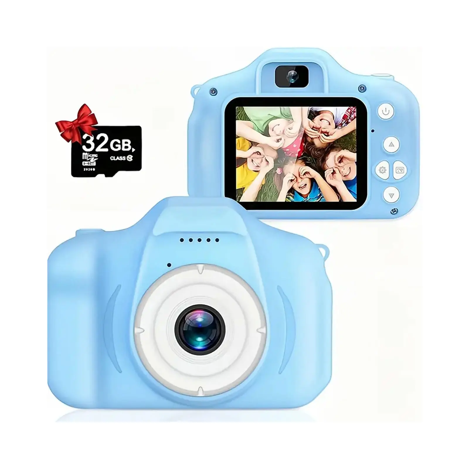 1080P Kids Digital Camera, Color Toy Kids Rechargeable Camera With 2 Inch Screen 8MP with32GB Card