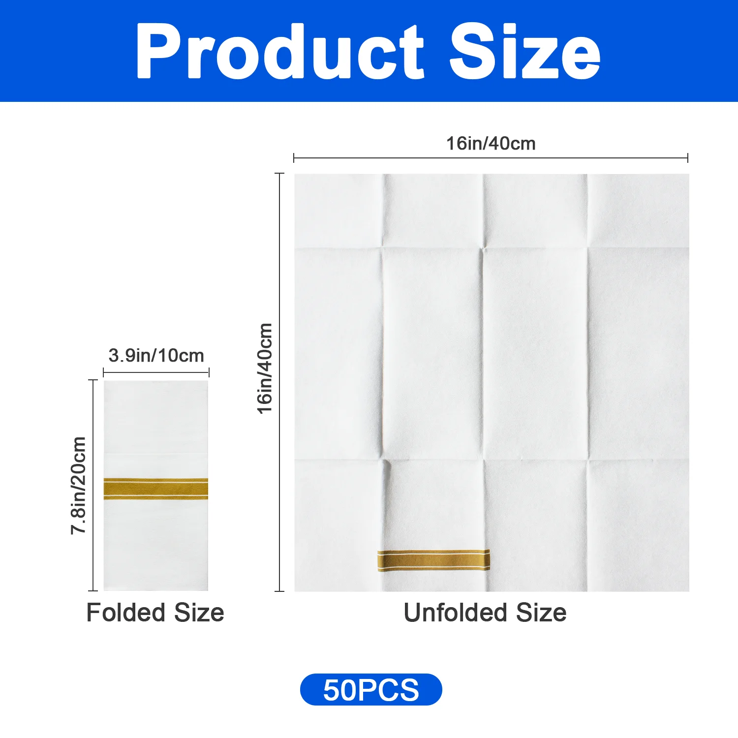 JINYUDOME Pocket Napkin Disposable,Built-in Flatware Ramadan Kareem Gold Print with Linen Feel - Folded Cloth-like Paper Napkin
