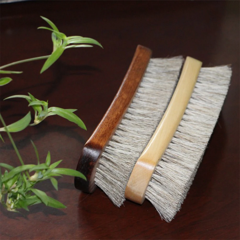 

2pcs Horse Hair Shoes Brush Durable Wooden Handle Odorless Polishing Brush For Care Cleaning Shoes Boots Light Weight