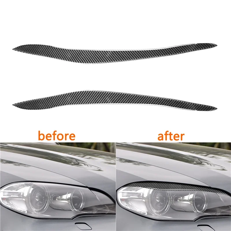 

For BMW X5 E70 2010-2012 Carbon Fiber Headlight Eyebrow Cover Stickers Decoration Headlight Eyelid Headlamp Eyebrow Strip Trim