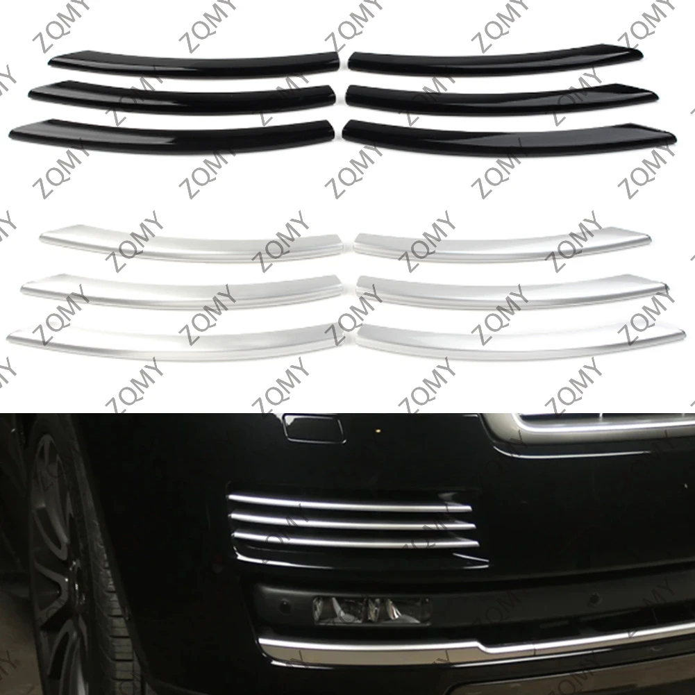 6Pcs Car Front Bumper Fog Light Lamp Decoration Cover Trim For Land Rover Range Rover L405 2013 2014 2015 2016 2017