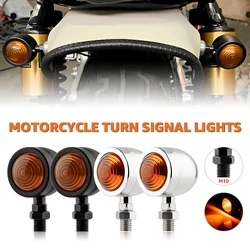 Chrome Bullet Motorcycle Turn Signal Indicator Light Retro Motorbike Blinker Lamp For Honda Yamaha Cafe Racer Bobber Signal Lamp