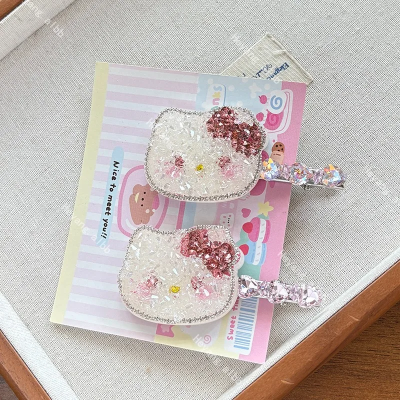 

Hello Kitty Fashion Full Diamond Hairpin Sweet Girl Heart Hairpin Side Clip Exquisite Luxury Hairpin Hair Accessories Wholesale