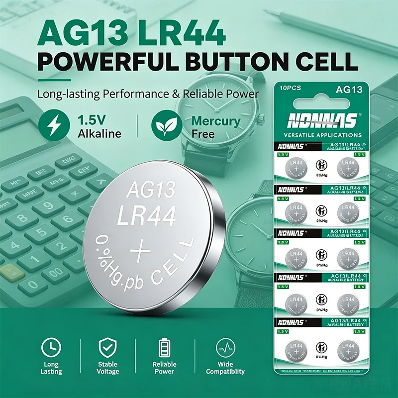 AG13 LR44 Batteries L1154F AG13 SR44 A76 High Capacity Premium Alkaline Battery 1.5V Button Coin Cell for Watch Calculator Toy