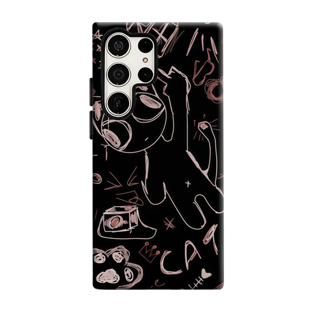 Animal Sketches Phone Case For Samsung Galaxy S25 S26 Ultra S24 S23 Plus Shockproof Double Layer Tough Back Cover
