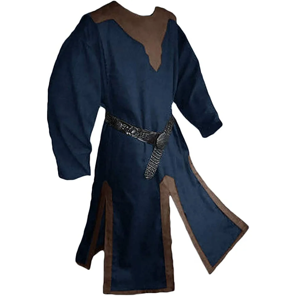 Plus-size Mens Medieval Crusader Knights Templar Tunic Costumes Renaissance Halloween Long Robe Party Stage Cosplay Adult Kid