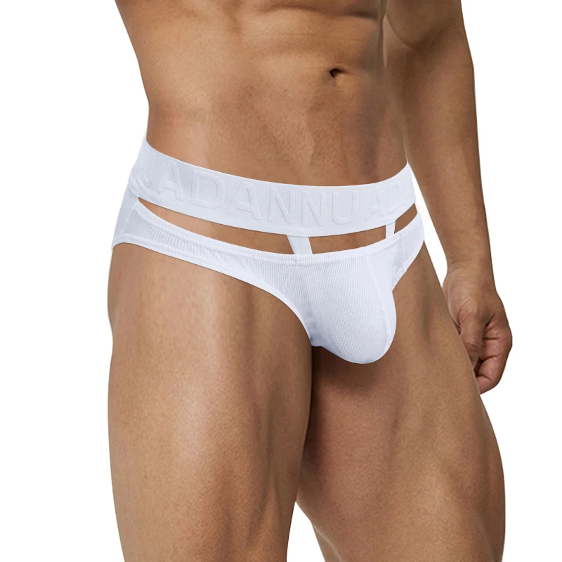 CMENIN-bañador de algodón para hombre, calzoncillos sexys con recorte de doble rayas, Slip deportivo, bragas de Fitness