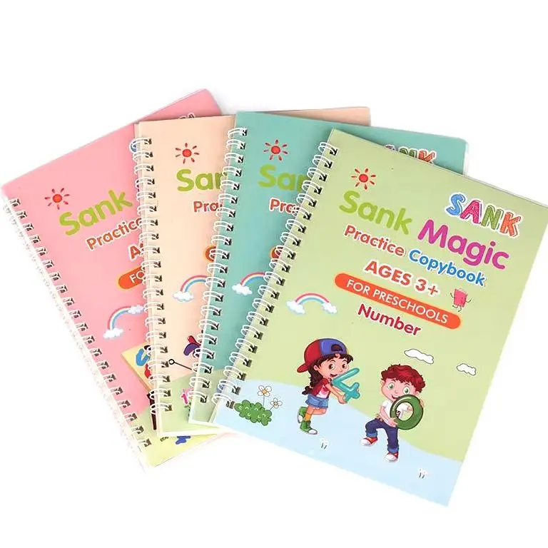 1 book Learning English Math Number Painting Practice Book Reusable Copybook For Calligraphy Writing Kids English Lettering