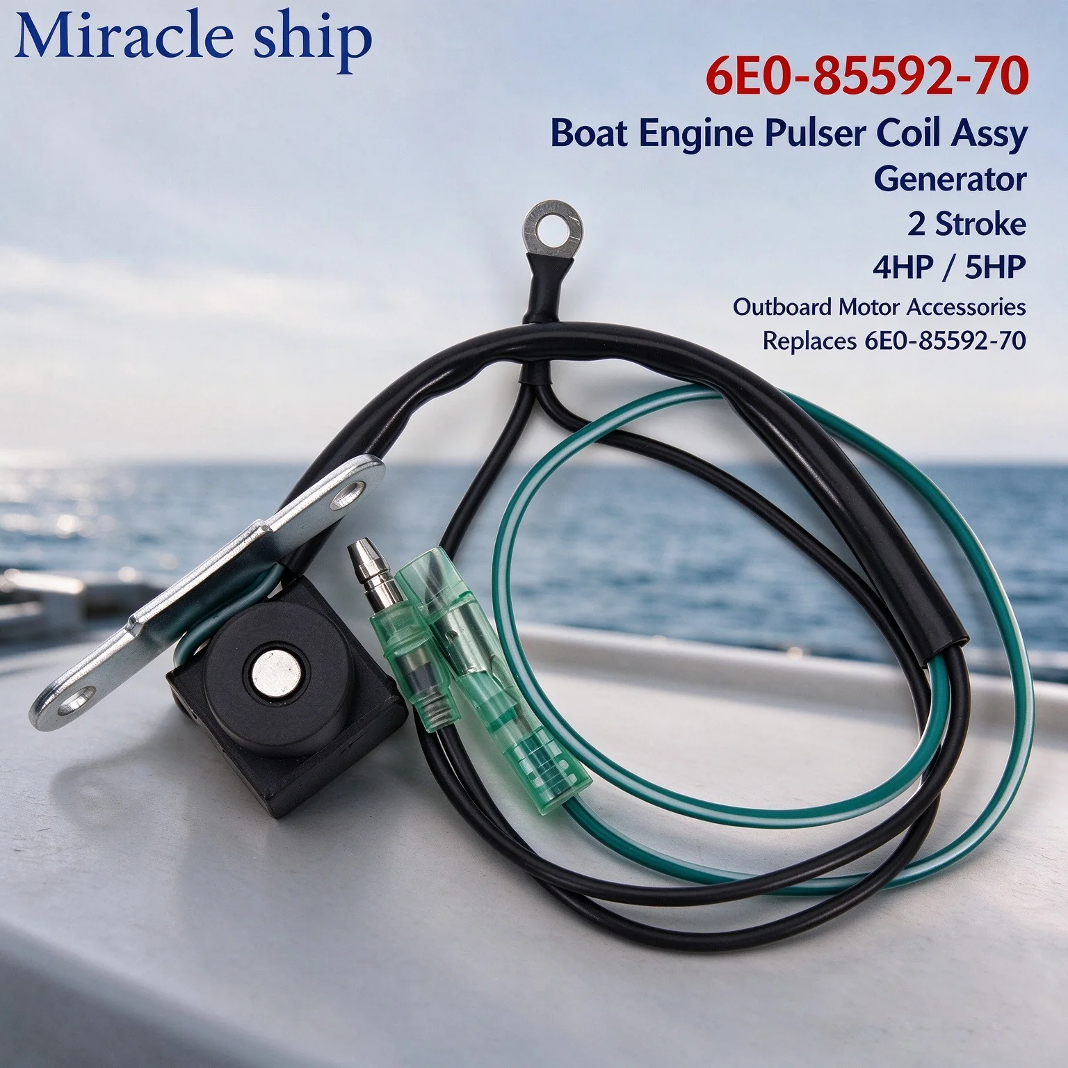 Boat Engine Pulser Coil Assy Generator 6E0-85592 For Yamaha 2 Stroke 4HP 5HP Outboard Motor 6E0-85592-70 Accessories Replaces