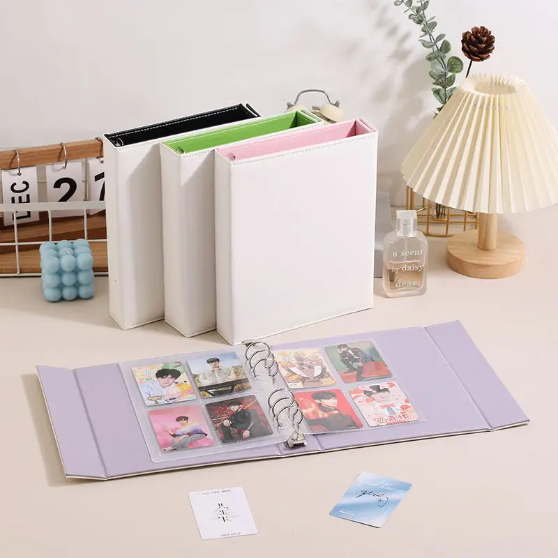 Macaron Binder A5 Kpop Photocard Collect Book Magnetic Buckle Large Capacity Card Holder PU Idol Photo Card Collection