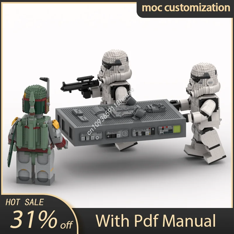 

1756 шт. Moc Star Battle HanSolo в карбониту, мега-фигурка, модель, строительные блоки, кирпичи, сделай сам, креативная сборка, развивающая игрушка в подарок