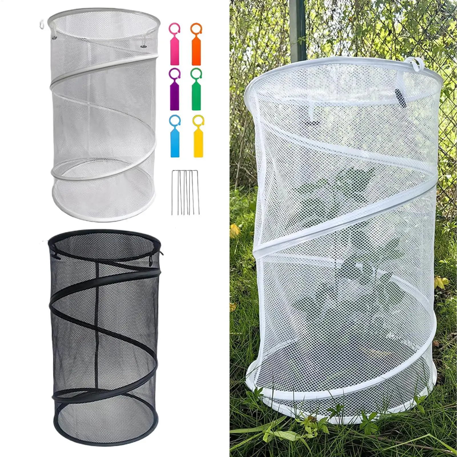 Pop-up Plant Cover Garden Plant Protector Cloches With 4 Ground Stakes & 6 Tag Cards Garden Mesh Protector For Vegetable flowers