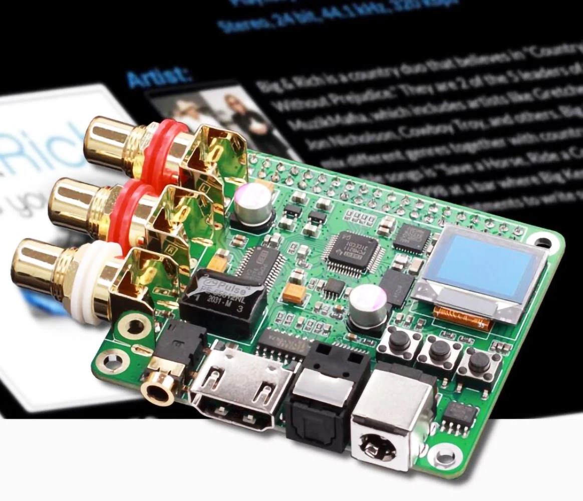 Placa decodificadora de Audio DAC, módulo de expansión HIFI, admite salida I2S de fibra Coaxial para Raspberry Pi 3B + 4B
