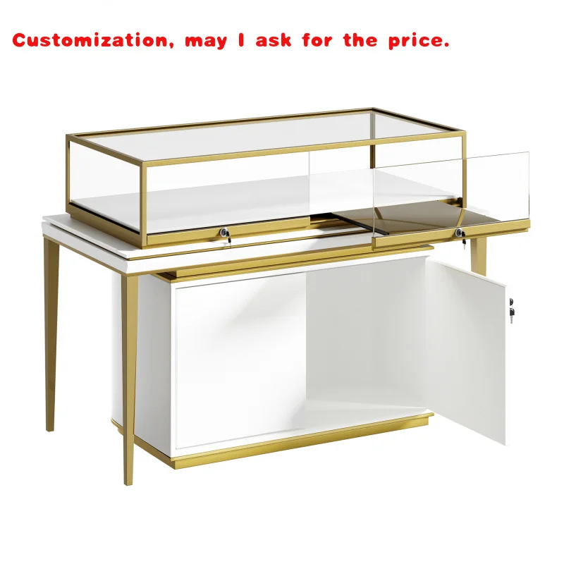 

На заказ. Настраиваемые прочные высококачественные деревянные светильники для бутикового магазина, запираемая подставка для ювелирного магазина, светодиодная стеклянная стойка Sh