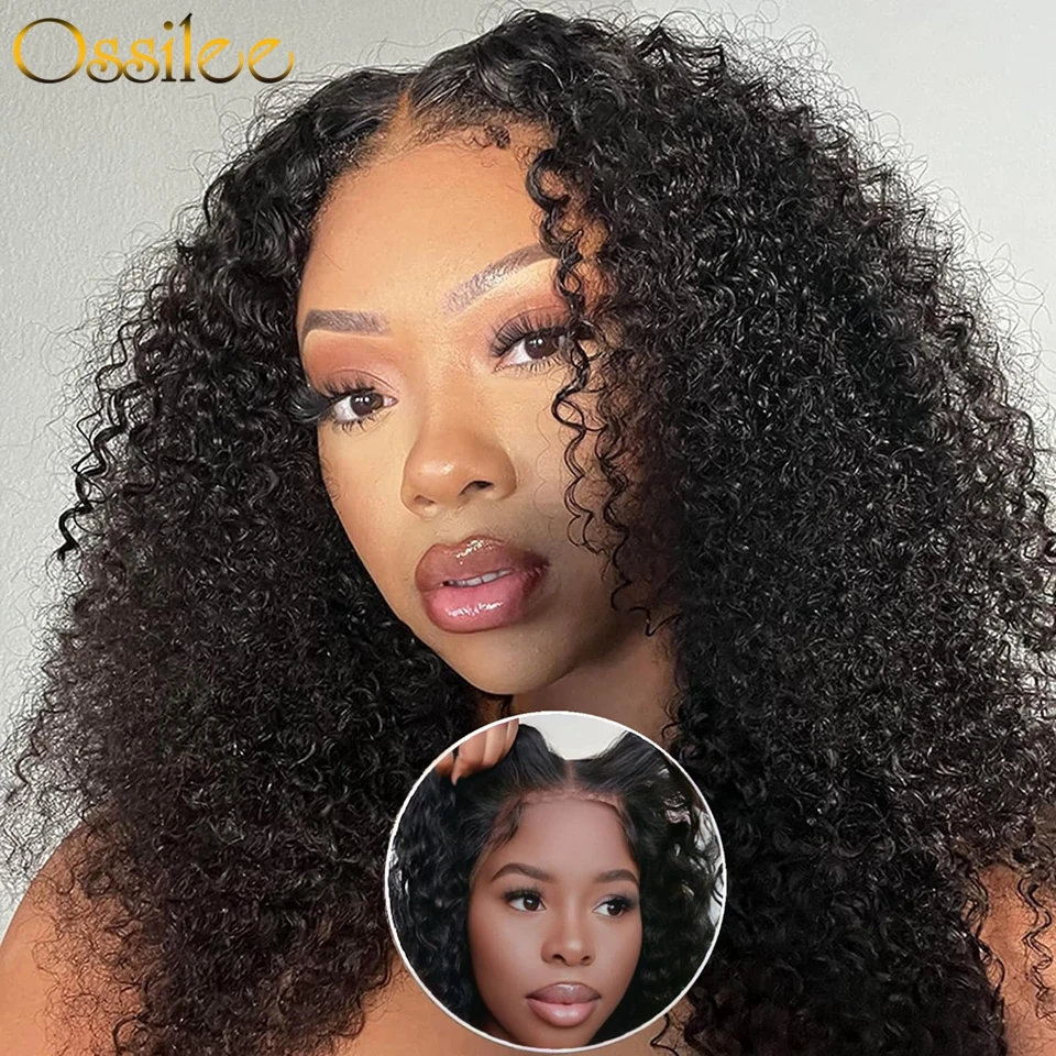 Ossilee-Glueless Peruca de Cabelo Humano, Kinky Peruca Encaracolada, Cabelo Encaracolado Do Bebê, HD Lace Frontal Peruca, Pronto para Vestir, 4x4 Encerramento, 13x6