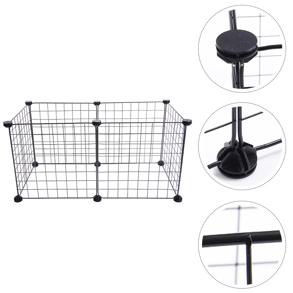 1 Satz 1 Satz abnehmbarer Haustierzaun, schwarz, robustes Sicherheitsgehäuse für Hunde, drinnen und draußen, Hundeschutznetz, Eisengeflechtzaun, Haustier