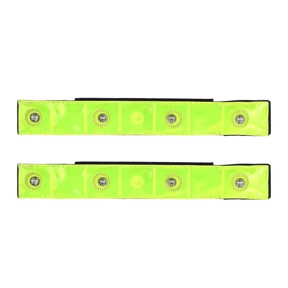 2PCS 4LED Beads Armband Night Reflective Multi-purpose Wrist Band Bracelet Adjustable Reflective Wristband Sports Safety Warning