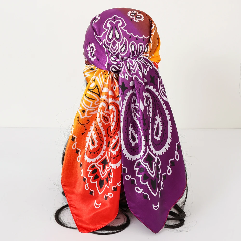 

Шелковый шарф с градиентом пейсли, женский роскошный брендовый модный дизайнерский шарф на голову/волосы, бандана, платок Cheveux 90 90